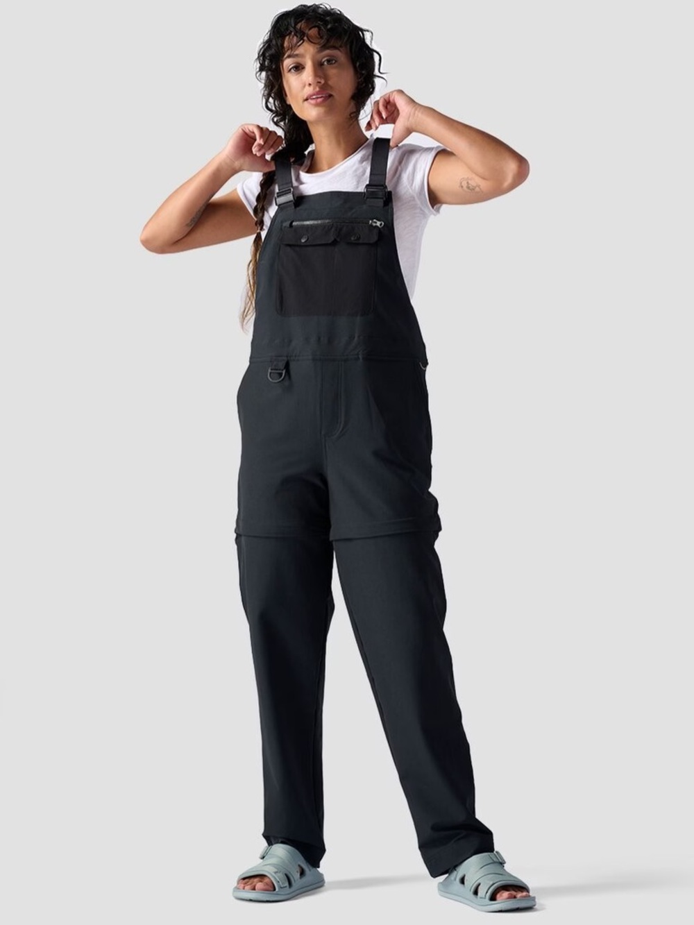 Black Wander Zip-off Overalls